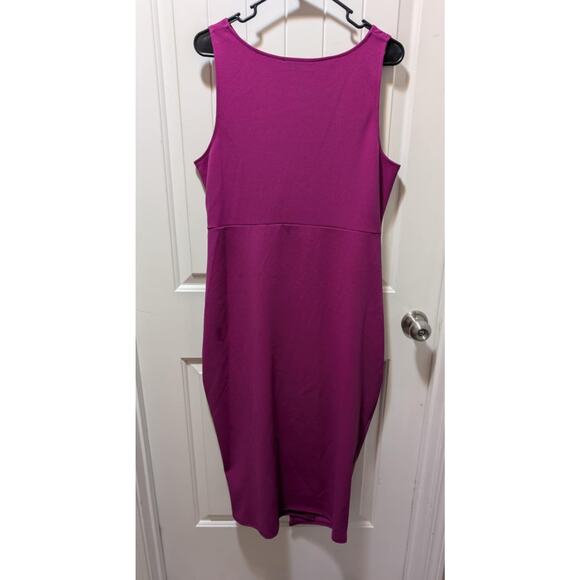 Guess Women's XL Twist-Front Fuchsia Scuba-Crepe Sheath Dress Business Cocktail - Picture 3 of 7